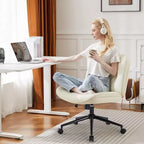 TUYOHW Silla giratoria de cuero sintético con ruedas y diseño de cruces, silla de oficina con altura regulable y soporte lumbar, silla de juegos sin reposabrazos para oficina
