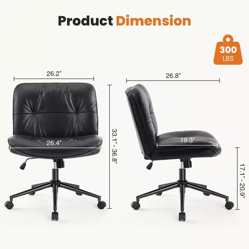 TUYOHW Silla giratoria de cuero sintético con ruedas y diseño de cruces, silla de oficina con altura regulable y soporte lumbar, silla de juegos sin reposabrazos para oficina
