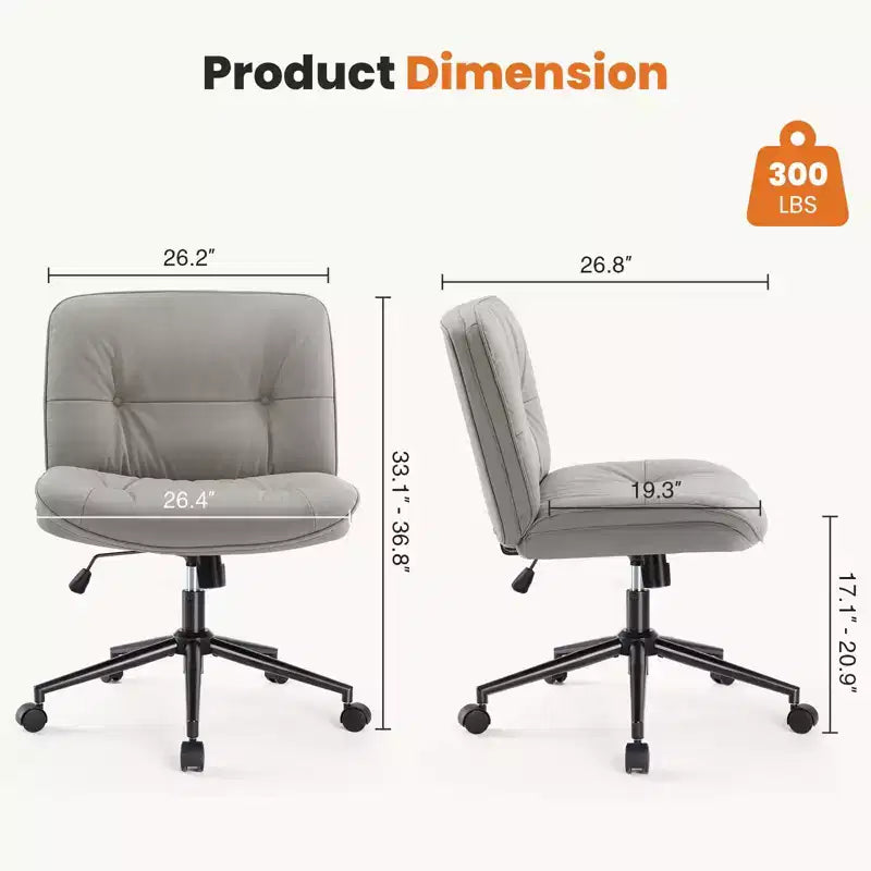 TUYOHW Silla giratoria de cuero sintético con ruedas y diseño de cruces, silla de oficina con altura regulable y soporte lumbar, silla de juegos sin reposabrazos para oficina