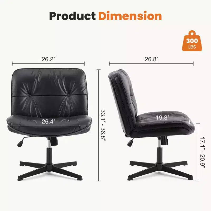 TUYOHW Silla giratoria de cuero sintético con base cruzada sin ruedas, silla de oficina con altura ajustable, silla de juego sin brazos para oficina