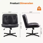 TUYOHW Silla giratoria de cuero sintético con base cruzada sin ruedas, silla de oficina con altura ajustable, silla de juego sin brazos para oficina