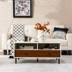 Mesa de centro moderna Costway rectangular con estante de almacenamiento y cajones, muebles para sala de estar