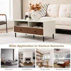 Mesa de centro moderna Costway rectangular con estante de almacenamiento y cajones, muebles para sala de estar