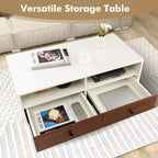 Mesa de centro moderna Costway rectangular con estante de almacenamiento y cajones, muebles para sala de estar