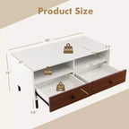 Mesa de centro moderna Costway rectangular con estante de almacenamiento y cajones, muebles para sala de estar
