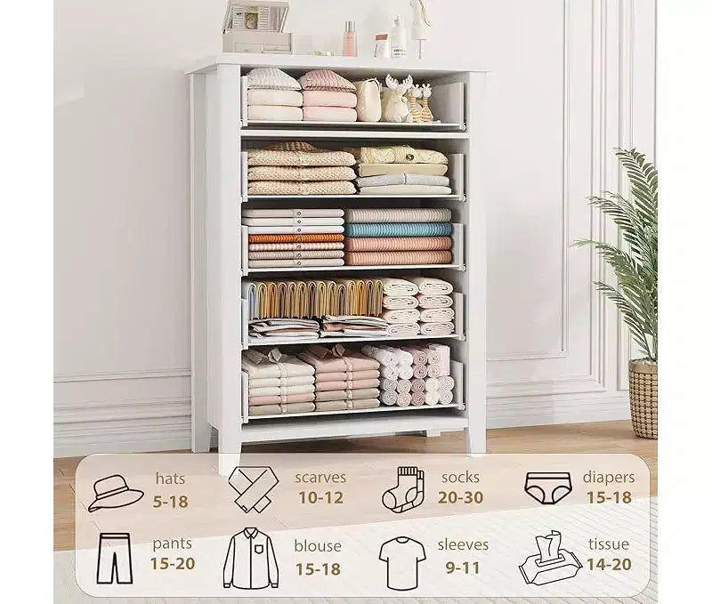 Cómoda de 5 cajones para dormitorio, mesita de noche marrón con 5 cajones y elegante diseño en V, organizador de cómoda de madera para sala de estar, cuarto de niños
