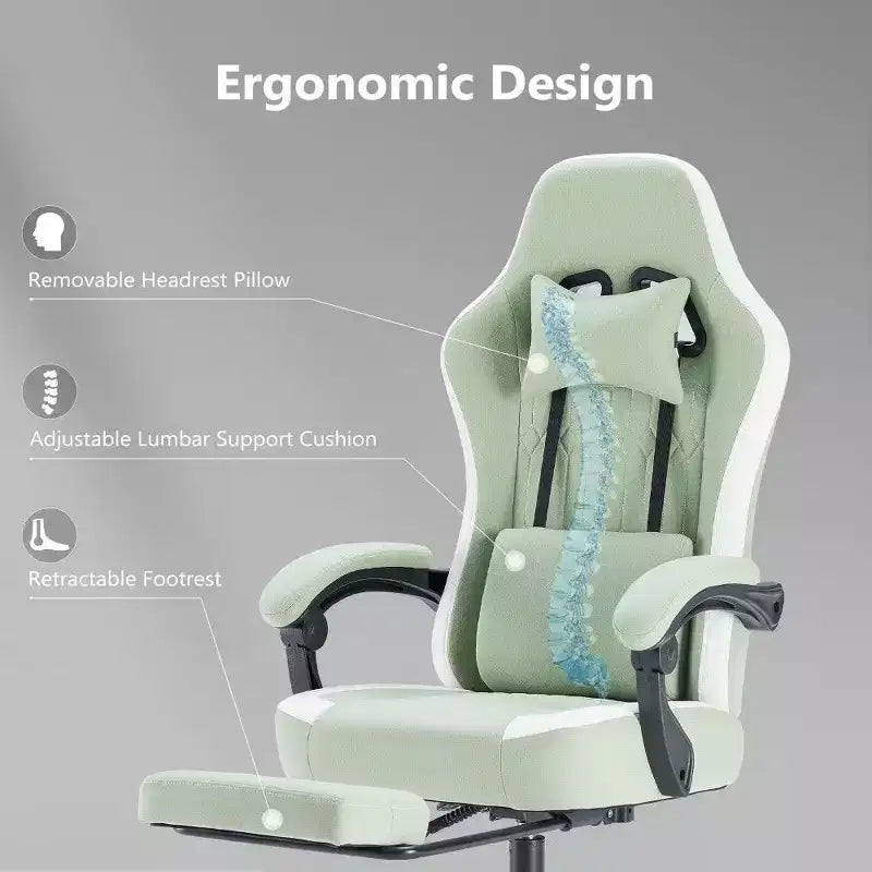Silla de oficina ergonómica TUYOHW con asiento de muelles ensacados, silla gamer con capacidad de 300 lb con almohada lumbar ajustable y reposapiés para adultos y estudiantes