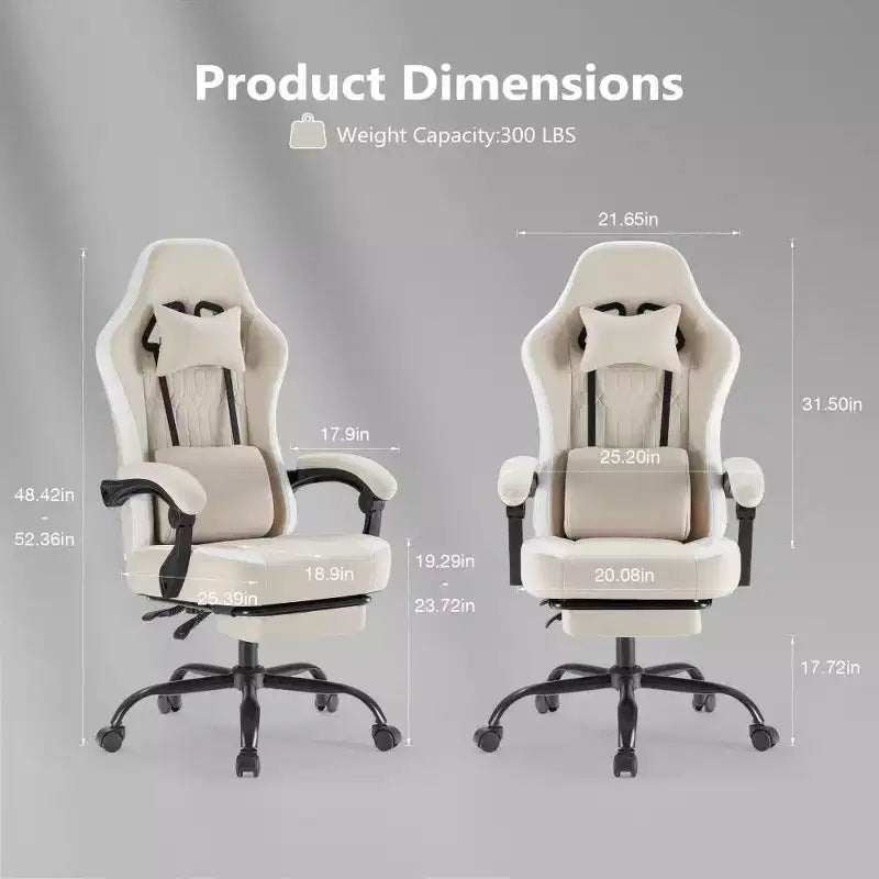Silla de oficina ergonómica TUYOHW con asiento de muelles ensacados, silla gamer con capacidad de 300 lb con almohada lumbar ajustable y reposapiés para adultos y estudiantes