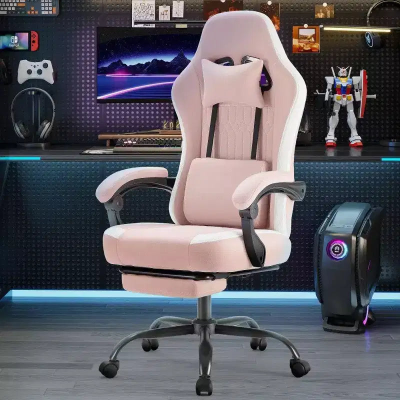 Silla de oficina ergonómica TUYOHW con asiento de muelles ensacados, silla gamer con capacidad de 300 lb con almohada lumbar ajustable y reposapiés para adultos y estudiantes