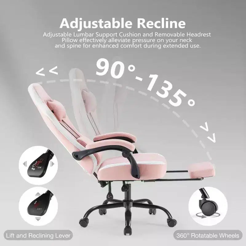 Silla de oficina ergonómica TUYOHW con asiento de muelles ensacados, silla gamer con capacidad de 300 lb con almohada lumbar ajustable y reposapiés para adultos y estudiantes