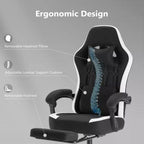 Silla de oficina ergonómica TUYOHW con asiento de muelles ensacados, silla gamer con capacidad de 300 lb con almohada lumbar ajustable y reposapiés para adultos y estudiantes