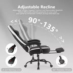 Silla de oficina ergonómica TUYOHW con asiento de muelles ensacados, silla gamer con capacidad de 300 lb con almohada lumbar ajustable y reposapiés para adultos y estudiantes