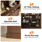 Mueble Bar Cafetería con Luces LED 183 cm de Alto Mueble Aparador con Almacenamiento