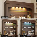 Mueble Bar Cafetería con Luces LED 183 cm de Alto Mueble Aparador con Almacenamiento