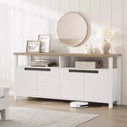 Mueble de TV de Granja para Televisores de 70 Pulgadas, Centro de Entretenimiento de 63 Pulgadas de Largo con Almacenamiento y Estante Abierto, Mueble de Televisión Grande, Mesa Consola Multimedia Alta y Moderna