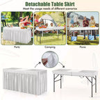 Mesa de hielo plegable Costway de 5 pies con doble fregadero, faldón desmontable, mesa refrigeradora