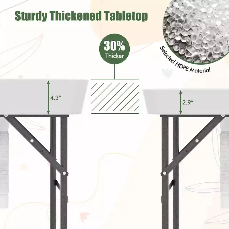 Mesa de hielo plegable Costway de 5 pies con doble fregadero, faldón desmontable, mesa refrigeradora