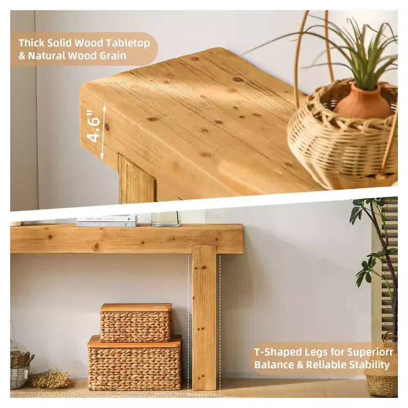 Mesa consola estrecha de entrada de madera de 63, mesa de sofá estilo granja para pasillo, sala de estar o detrás del sofá - Panipeachy