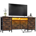 TV Stand for 65-75 Inch TV, 10 Drawer Long Dresser with Power Outlets and LED Lights, 63 Inch Entertainment Center TV Stand Dresser Storage Drawers
