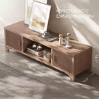 Mueble de TV SUGIFT moderno de mediados de siglo para televisores de 55-65 pulgadas, consola multimedia bohemia con puertas acanaladas, gabinetes de almacenamiento y estante abierto