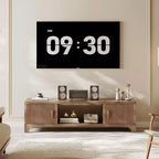 Mueble de TV SUGIFT moderno de mediados de siglo para televisores de 55-65 pulgadas, consola multimedia bohemia con puertas acanaladas, gabinetes de almacenamiento y estante abierto
