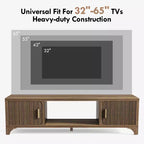 Mueble de TV SUGIFT moderno de mediados de siglo para televisores de 55-65 pulgadas, consola multimedia bohemia con puertas acanaladas, gabinetes de almacenamiento y estante abierto