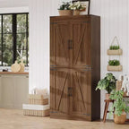 Armario de despensa alto de cocina de 71 pulgadas, gabinete de almacenamiento independiente con estantes ajustables, gabinete de barra de café de madera para sala de estar o cocina