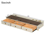 Tocador de pared multiusos Okak con cajón, tocador de maquillaje con superficie de vidrio, tocador compacto para dormitorio, peluquerías