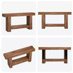 Mesa consola larga de 2 niveles, mesa de sofá, mesa auxiliar de entrada estilo casa de campo detrás del sofá para entrada, pasillo, sala de estar
