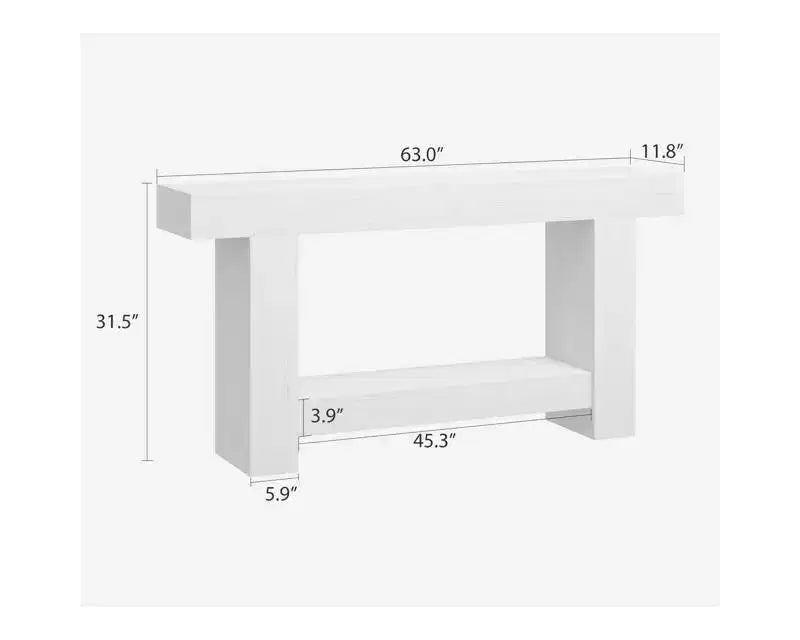 Mesa consola larga de 2 niveles, mesa de sofá, mesa auxiliar de entrada estilo casa de campo detrás del sofá para entrada, pasillo, sala de estar
