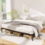 Costway Base de Cama King Size de Metal, Marco Resistente con Somier de Láminas, Soporte para Colchón