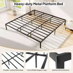 Costway Base de Cama King Size de Metal, Marco Resistente con Somier de Láminas, Soporte para Colchón