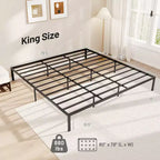 Costway Base de Cama King Size de Metal, Marco Resistente con Somier de Láminas, Soporte para Colchón