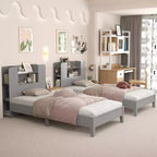 Estructura de cama individual Costway, base de plataforma de madera para niños con cabecero tipo estantería