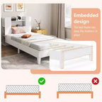Estructura de cama individual Costway, base de plataforma de madera para niños con cabecero tipo estantería