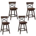 Costway Set of 4 Wooden Swivel Bar Stools Counter Height Kitchen Chairs w/ Back Brown
