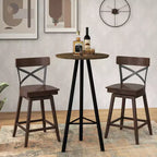 Juego de 4 taburetes de bar giratorios de madera Costway, sillas de cocina a la altura de la encimera con respaldo, color marrón