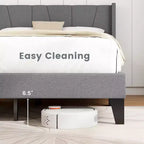 Base de cama tapizada Costway tamaño completo con bolsillos elásticos y base para colchón, color gris