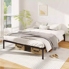 Costway Estructura de cama de metal tamaño Queen, soporte resistente, somier, base de colchón
