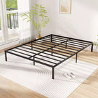 Costway Estructura de cama de metal tamaño Queen, soporte resistente, somier, base de colchón
