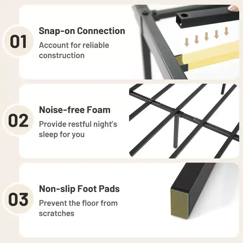 Costway Estructura de cama de metal tamaño Queen, soporte resistente, somier, base de colchón
