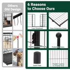 Parque para perros, parque para mascotas - Parque de ejercicio de metal resistente para mascotas para interiores/exteriores con puerta ancha, umbral bajo, portátil para cámping en caravana o jardín
