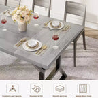 Mesa de comedor larga industrial rústica de 70.9 pulgadas para 6-8 personas, tablero de madera de ingeniería y estructura de hierro, diseño calado para cocina, comedor