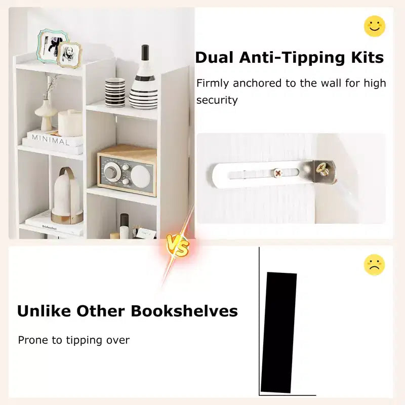 Estantería de 11 niveles Costway con kits antivuelco, estante de exhibición de madera en forma de árbol
