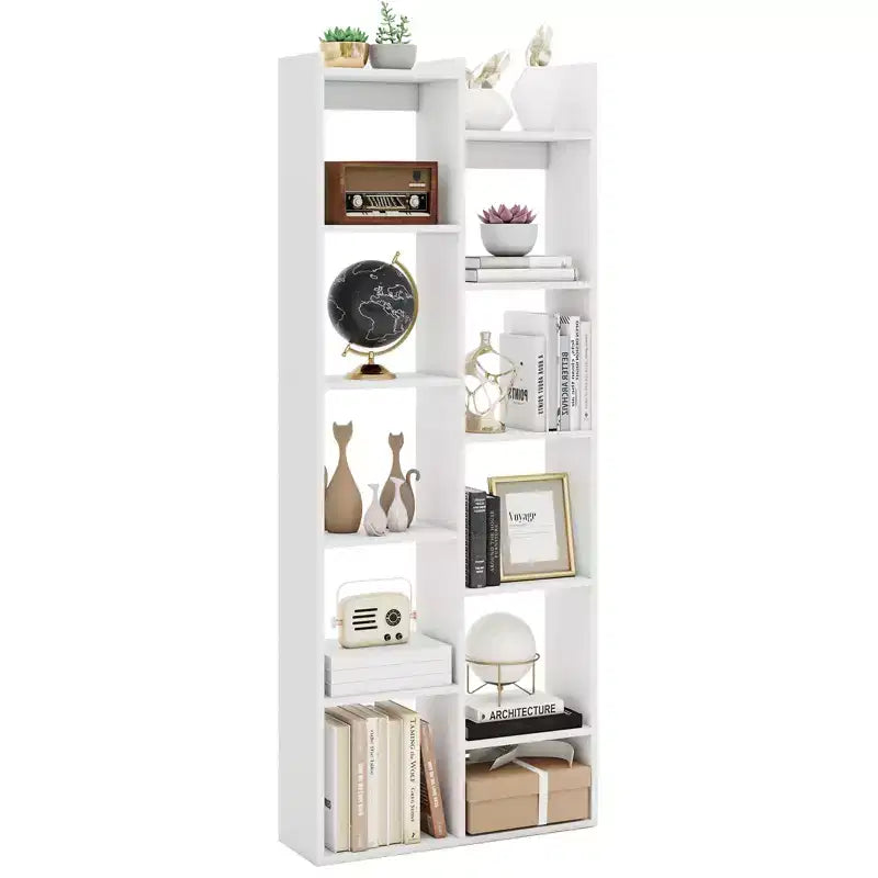 Estantería de 11 niveles Costway con kits antivuelco, estante de exhibición de madera en forma de árbol