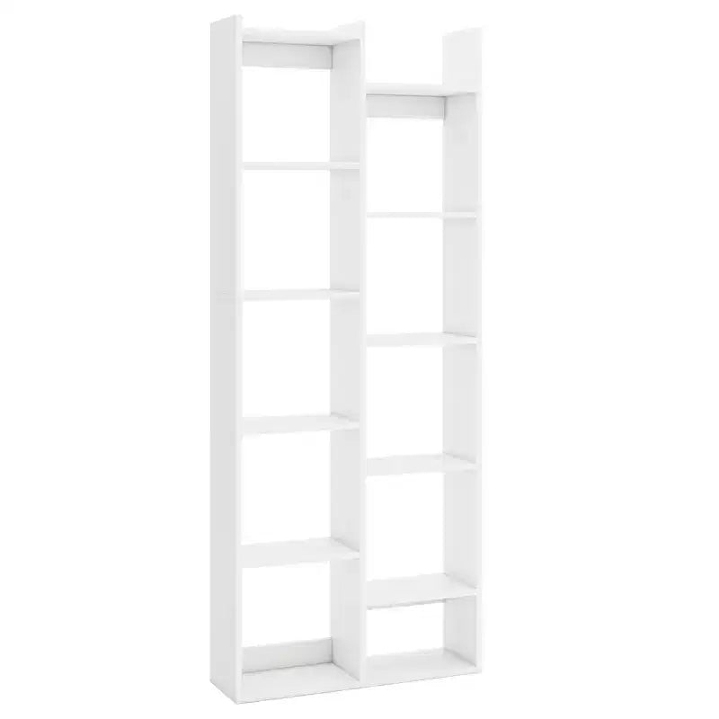Estantería de 11 niveles Costway con kits antivuelco, estante de exhibición de madera en forma de árbol