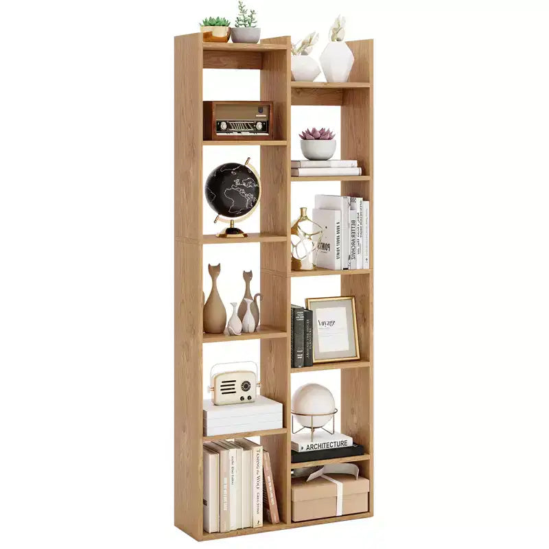 Estantería de 11 niveles Costway con kits antivuelco, estante de exhibición de madera en forma de árbol