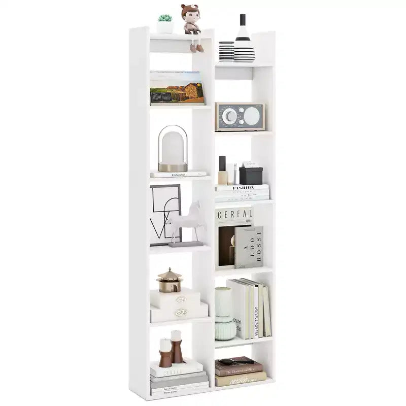 Estantería de 11 niveles Costway con kits antivuelco, estante de exhibición de madera en forma de árbol
