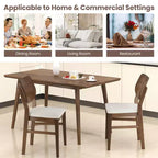 Juego de 2 sillas de comedor Costway con estructura de madera de caucho, asiento acolchado y respaldo curvo para sala de estar