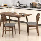 Juego de 2 sillas de comedor Costway con estructura de madera de caucho, asiento acolchado y respaldo curvo para sala de estar